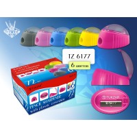 Тукзар ТZ6177 с контейнером ассорти 6цв. 72шт/уп Точилка